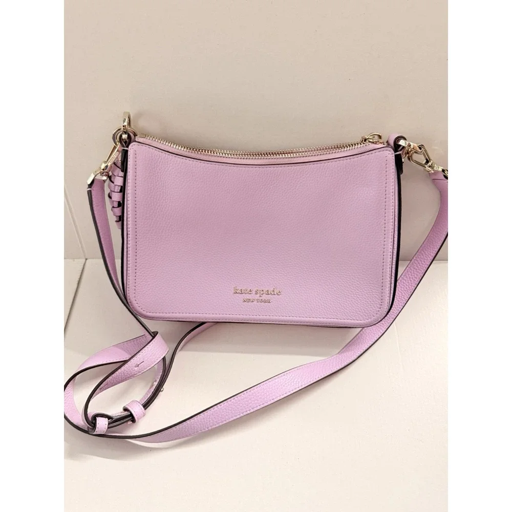 Kate Spade Lilac Pebbled Leather Woven Shoulder Crossbody Bag Dust Bag Included